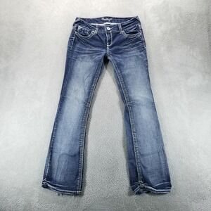 Amethyst Jeans 9 Blue Bootcut Low Rise Faded Dark Wash Stretch Y2K